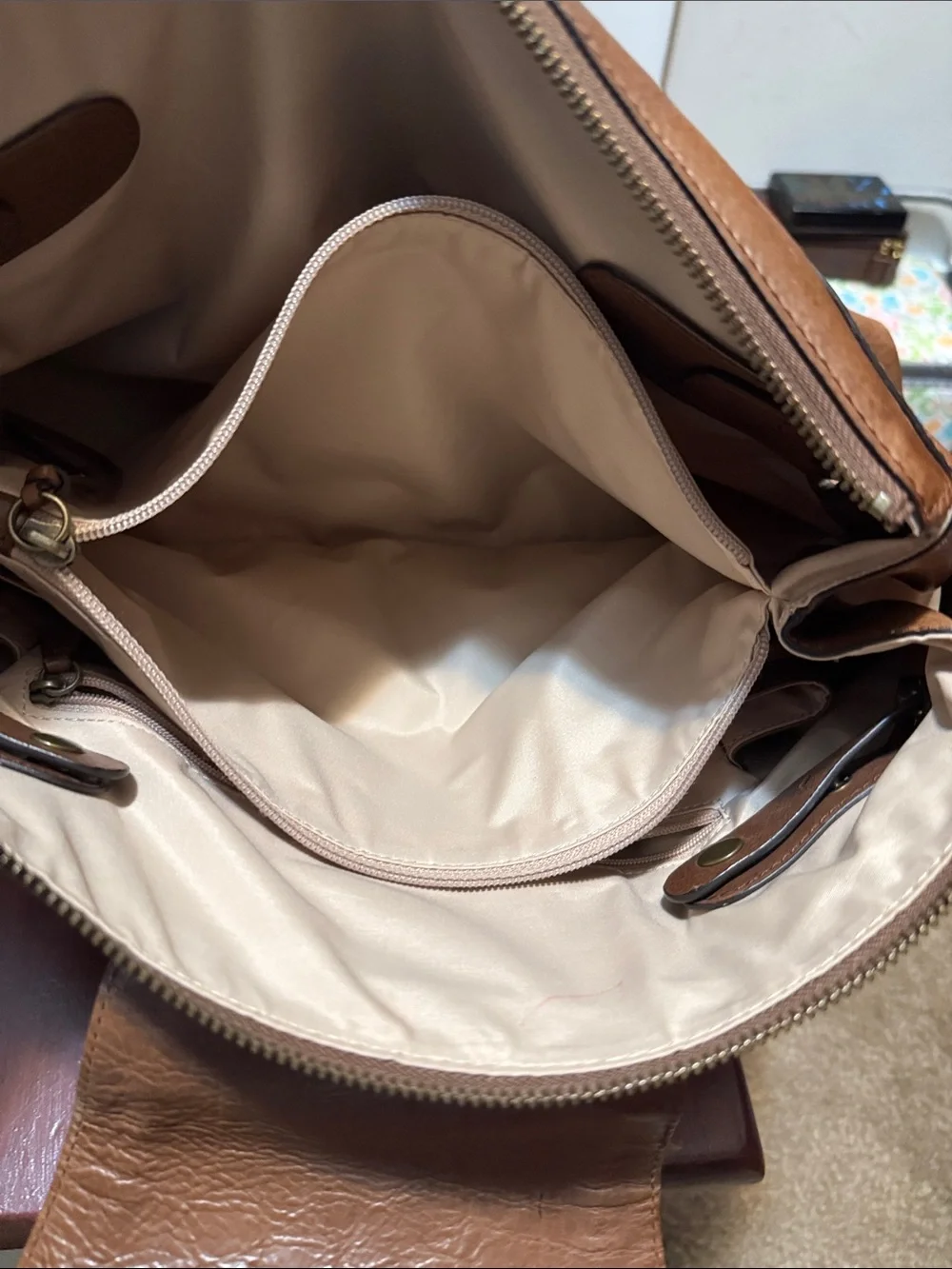 Cole Haan Brown Perforated Leather Satchel Handbag